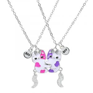Qpeach Lot De 2 Pendentifs Coeur Licorne Ours Chat Meilleur Ami Fille Bff Collier De 2 Pour Besties Bijoux D'amiti&eacute; Cadeaux--S06-01 - Neuf