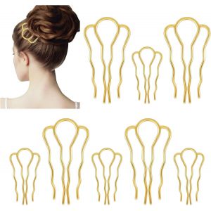 10 Pcs Forme De U &Eacute;pingles &Agrave; Cheveux En M&eacute;tal, 4 Dents &Eacute;pingle &Agrave; Cheveux De Style Dame Torsion &Eacute;pingle &Agrave; Cheveux Dor&eacute;, Broches &Eacute;pingles &Agrave; Chignon En Alliage De Zinc &Eacute;pingle Pour Femme Fille - Neuf
