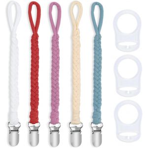 Attache Sucette B&eacute;b&eacute;,Lot De 5 Attaches-T&eacute;tines Avec Sangles En Coton Et 3 Adaptateurs Pour Sucettes,Pour B&eacute;b&eacute;s Gar&ccedil;ons Et Filles.[H100] - Neuf