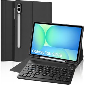 Coque Clavier Pour Samsung Galaxy Tab S10 Fe 10.9''/ S9 Fe 10.9""/S9 11"", Clavier Azerty Français Sans Fil Détachable Pour Samsung Galaxy Tab S10 Fe 2025 /S9 /S9 Fe 2023, Noir - Neuf