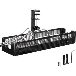 &Eacute;tag&egrave;re de gestion des c&acirc;bles Bureau sous - sans per&ccedil;age, Panier &agrave; c&acirc;bles pour la gestion des c&acirc;bles et des multiprises, pour le bureau et la maison, Noir - Neuf