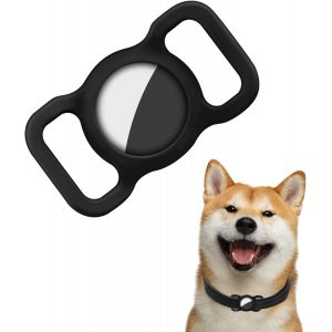 MEVRONISSHOP-tui de Protection en Silicone pour Airtag, Housse de Protection pour AirTags, &Eacute;tui de Protection &Eacute;tanche Anti-Perte, Porte-cl&eacute;s pour Collier de Chien et Chat de Compagnie (Noir) - Neuf