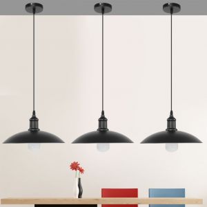 HJLIAN Plafonnier suspendu en bois noir style campagnard vintage E27, 90-250 V - Neuf