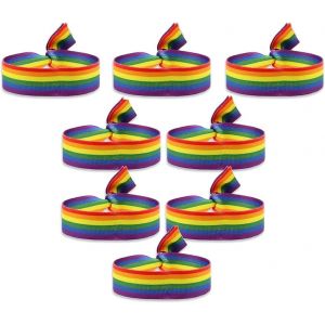 Kal-8pcs Bracelets Gay Pride Lgbtq Pour Entrée De Fête, Bracelet Arc-En-Ciel, Accessoires Lgbtq, Bracelets De Festival, Poignet D'entrée Pour Fête, Événements, Polyester - Neuf