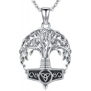 Collier En Argent Sterling 925,Pendentif Arbre De Vie D&eacute;licat Pour Femme Fille Avec Bo&icirc;te-Cadeau,Cha&icirc;ne 46cm - Neuf