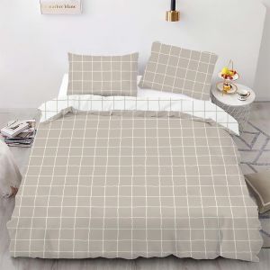 Duvet Cover 220 X 240 Cm,Grey Plaid Duvet Cover For Double Bed,Microfibre With Zip,1 Ultra Soft Bedding Sets With 2 Pillowcases 65 X 65 Cm - Neuf