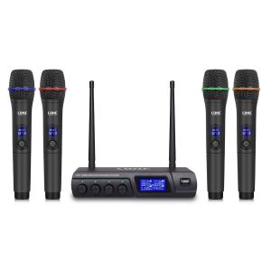 Microphones r&eacute;cepteur UHF Lone Audio LA-MIC104 double canaux 4 microphones main - 523.7 MHz - 527.7 MHz - 553.7 MHz - 555.1 MHz - Neuf