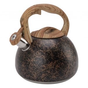 Hjlian Bouilloire Sifflante Pour Cuisiniere, Theiere Sifflante En Acier Inoxydable, Fournitures De Cuisine, 3 L, Motif De Lignes Dorees, Poignee En Grain De Bois - Neuf