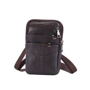 Sac banane &eacute;l&eacute;gant en cuir v&eacute;ritable multicouche pour homme &iquest; Id&eacute;al pour les t&eacute;l&eacute;phones portables et les objets essentiels - Neuf