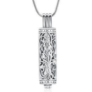 Kales-Cylindre Bijoux Crémation Arbre De Vie Urne Cendres Collier Pour Les Femmes Hommes Flacon Crémation Cendres Pendentif Bien-Aimé Bijoux Mémorial - Neuf