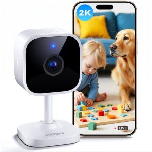 2k(3mp) Camera Surveillance Wifi Interieur Avec Ir-Vision Nocturne, Détection De Mouvement Et Son, Sirène, Audio Bidirectionnel, Stockage Micro Sd/Cloud, Pour Babyphone & Caméra Chat Et Chien - Neuf