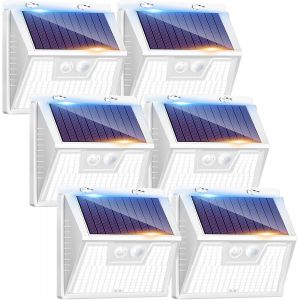 Lot De 6 Lampe Solaire Exterieur Detecteur De Movement, 167 Led/3 Modes Lumiere Solaire, &Eacute;tanche Eclairage Exterieur Murale Pour Jardin Garage [Blanc Froid] - Neuf