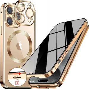 SJZG-[Anneau En M&eacute;tal Cd & Verrouillage De S&eacute;curit&eacute;] Coque Anti-Espion Magn&eacute;tique Pour Iphone 13 Pro Max [Protection D'Objectif Int&eacute;gr&eacute;e] &Eacute;tui Int&eacute;grale Avec &Eacute;cran En Verre 9H Int&eacute;gr&eacute;, - Or De Luxe - Neuf