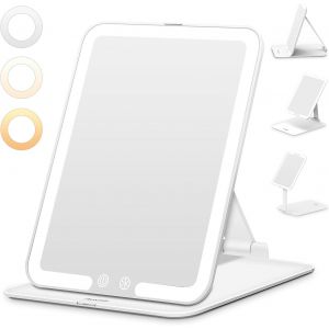 Ulteronixshop-Miroir Maquillage Lumineux avec 72 LED, USB Rechargeble, Mirroir Super HD avec &Eacute;cran Tactile, Miroir Coiffeuse LED avec 3 Couleurs de Lumi&egrave;re pour Voyage et Chambre, Blanc - Neuf