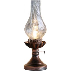 Subzonal-Lampe &Agrave; P&eacute;trole Vintage Industriel, R&eacute;tro Lampe De Bureau Led Ancienne Avec Interrupteur, E27 Lampe &Agrave; Poser Salon Loft Studio Chevet Chambre Cafe Lampe &Agrave; Huile Verre, Clear - Neuf