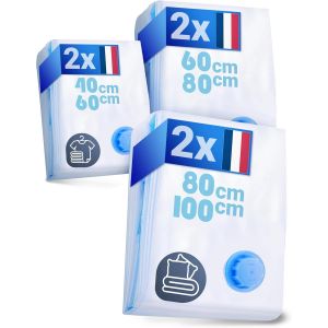 KALANKA-Ensemble de Sacs de Rangement sous Vide [6 Pièces] en 3 Tailles (2x 40x60 cm / 2x 60x80 cm / 2x 80x100 cm) - Sacs de Rangement sous Vide pour Vêtements et Couettes - Neuf