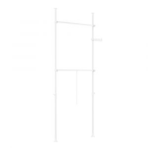 SoBuy FRG109-II-W Cintre t&eacute;lescopique au sol, support &agrave; v&ecirc;tements robuste avec tringles, armoire ouverte r&eacute;glable pour la chambre &agrave; coucher, portemanteau blanc - Neuf
