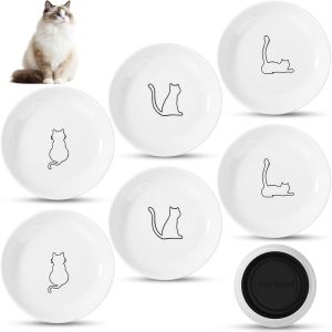 Subzonal-Gamelle Chat 6 Pi&egrave;ces Gamelle Plate En C&eacute;ramique (15x3.0cm) Gamelles Pour Chaton Avec Base En Caoutchouc Bol Chat Pour Croquette Eau P&acirc;t&eacute;e - Neuf