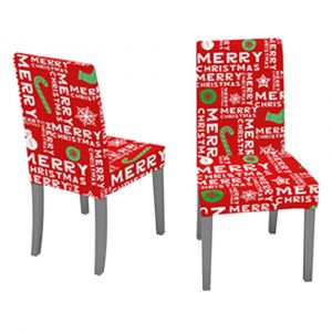 Housses de chaises de salle &agrave; manger de No&euml;l, lot de 2, amovibles et lavables, en polyester pour salle &agrave; manger - Neuf
