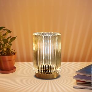 Subzonal-Lampe De Table Sans Fil Rechargeable - Lampe De Chevet Lampe Nuit En Verre Romantique Pour Chambre Salon Caf&eacute; Bistro Restaurant(Ambre) - Neuf