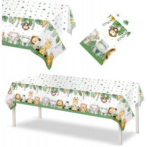 Kalanka-Nappe De Table Rectangulaire Motif Jungle Animaux - 108 X 180 Cm - Neuf