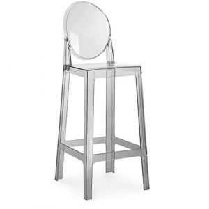 Tabouret De Bar Avec Dossier Victoire - 75cm - Design Transparent Gris Transparent - Neuf