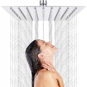 KAL-Tete De Douche Pluie Carre Anti Calcaire, Tete De Douche Pluie, Pomme De Douche En Acier Inoxydable Et Haute Pression, Tête De Douche Rotatif 360° Facile À Installer Et À Nettoyer, 8 Pouces (20X2 - Neuf