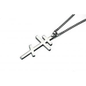 Pendentif Croix Orthodoxe Vantage Collier Homme - Symbole Chrétien Acier Inoxydable Croix Byzantine Bijoux - Neuf
