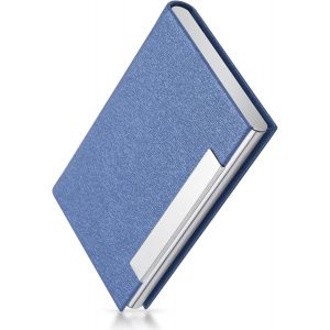 1 Pcs Porte Carte de Visite(Bleu) Professionnel pour Hommes Femmes Support Carte de Visite avec Fermeture Magnétique Etui Carte Bancaire - Neuf