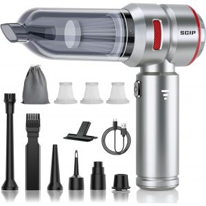 Powerful Wireless Car Vacuum Cleaner, 20000 Pa 4 In 1 Mini Handheld Vacuum Cleaner With Brushless Motor 3 Adjustable Levels Ideal For Car, Home, Office, Pet Care (Red-Silver) - Neuf
