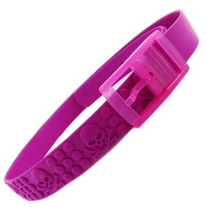 Promotion ! Ceinture Silicone 't&ecirc;te De Mort' Rose - Largeur 3. 5 Cm - Neuf