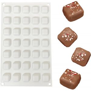 Jexnovashop-Moule &Agrave; Chocolat Carr&eacute; 35cavit&eacute;s Moule &Agrave; Chocolat Carr&eacute; En Silicone Moule &Agrave; Bonbons Carr&eacute; Moule &Agrave; G&acirc;teau Cube 3d Pour Faire Des Chocolats Carr&eacute;s Gla&ccedil;ons Pralines D&eacute;corations G&acirc;teaux (B) - Neuf