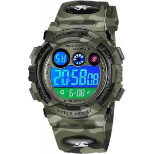 Montre Pour Gar&ccedil;ons, Enfants Montre De Sport Num&eacute;rique Pour Les Gar&ccedil;ons &Acirc;g&eacute;s De 5 &Agrave; 7 Ans Imperm&eacute;able &Agrave; L'eau Calendrier D'alarme Led Ext&eacute;rieur Montre Analogique Pour Enfants Avec Bande En Silicone - Neuf
