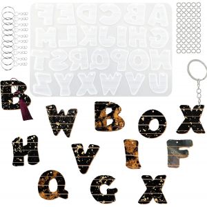 Moule En Silicone Avec Trous En R&eacute;sine &Eacute;poxy, Forme Alphabet, Porte-Cl&eacute;s - Neuf