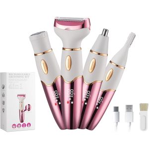 Oayew-&iquest;Rasoir Electrique Femme, 4 En 1 Rasoir Sans Fil Pour Femmes, Pour Le Corps, Les Jambes, Bikini, Les Poils Pubiens Et Le Visage, &Eacute;tanche Et Rechargeable, Portatif Humide Et Sec - Neuf