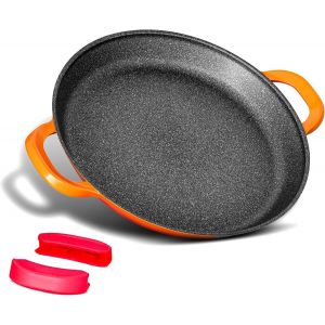 Jexnovashop-Po&ecirc;le &Agrave; Paella Professionnelle, Grande Po&ecirc;le &Agrave; Frire De 40 Cm, Aluminium, Rev&ecirc;tement En Marbre Antiadh&eacute;sif, Sans Produits Chimiques, Pour Tous Les Feux &Agrave; Induction, Passe Au Four - Neuf