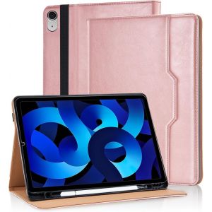 LORANKA-Coque pour iPad Air 11 Pouces M2 (2024), iPad Air 5e/4e G&eacute;n&eacute;ration 2022/2020 - iPad Air 10.9 Housse Cuir PU [R&eacute;veil/Veille Automatique] Etui de Protection avec Support Fonction - Or Rose - Neuf