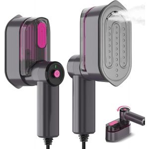 MEVRONISSHOP-D&eacute;froisseur Vapeur, Fer &agrave; Vapeur Voyage Pliable 2 en 1, 1000W, 10S Chauffage Rapide, Avec Base R&eacute;sistante &agrave; la Chaleur, r&eacute;servoir deau 100 ML, Poign&eacute;e Rotative &agrave; 180&deg;, Id&eacute;al pour Voyages - Neuf