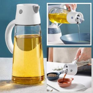 Anti-Goutte À Goutte De L'huile D'olive Distributeur De Bouteille Pour La Cuisine, L'auto-Ouvert En Verre Borosilicate Condiment Bouteille Avec De La Mesure, Sans Bpa Et Sans Plomb Pour Le Vinaigre & - Neuf