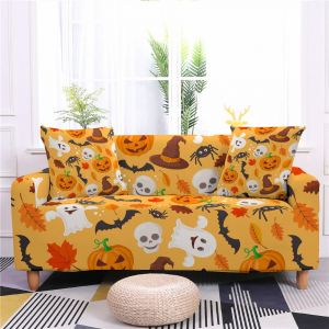 Imprim&eacute; housse du Canap&eacute; - Citrouille d'Halloween Non-Stretch Slip Canap&eacute; Housses Pour Salon Causeuses 3 Places, Forme L, E Style, 3 Places de 190 230cm (A) - Neuf