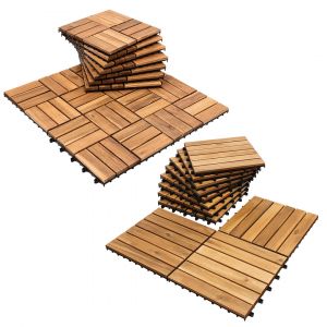 110x Dalles de terrasse jardin clipsables en bois composite 30 x 30 cm Type classique Rev&ecirc;tement de sol ext&eacute;rieur - Neuf