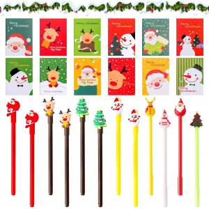 Letnerny-Lot De 24 Articles De Papeterie De Noël - Bloc-Notes, Stylo À Bille, Stylo Neutre, Cartoon - Petits Objets Pour Enfants, Cadeau D'anniversaire (A) - Neuf