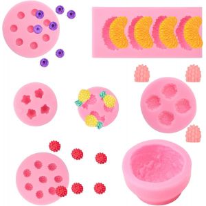 Subzonal-Lot De 7 Moules En Silicone Pour Fabrication De Bougies En Forme De Fruits - 3d Gel&eacute;e, Chocolat, Fondant - Pour Bougies De Cire, Savon, G&acirc;teaux, Cupcakes - Neuf