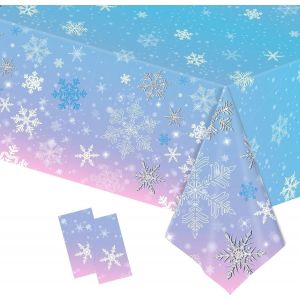 Lot De 2 Nappes De Noël En Forme De Flocon De Neige Pour Fête D'anniversaire - Fournitures De Décoration De Fête D'anniversaire - Flocon De Neige D'hiver Pour Décorations De Fête D'hiver - Neuf