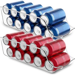 Range Canette Frigo (2 Packs)-Empilable Et Peu Encombrant-Distributeur De Canettes De Soda Pour Le Garde-Manger,Le R&eacute;frig&eacute;rateur,Le Cong&eacute;lateur Et La Buanderie (Clair) - Neuf