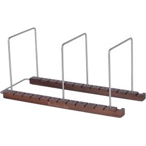 MEVRONISSHOP-Support de Rangement pour Vinyles, Pr&eacute;sentoir, avec un Design Premium en Acier Inoxydable et Bois de Noyer Massif, Jusqu'&agrave; 75 vinyles, pour votre Salon ou Pi&egrave;ce Hifi - Neuf