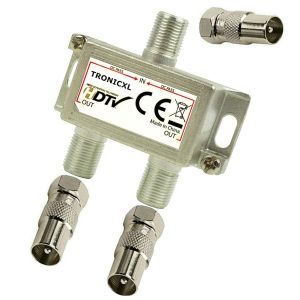 Répartiteur 2 voies BK Câble Repartiteur d'antenne TV Antenne Satellite pour TNT télévision par câble SAT dvbs dvbs2 DVBT dvbc numérique Full HD TV distributeur Opensys separateur - Neuf