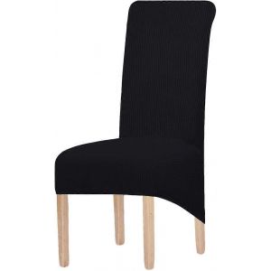 Promotion d'hiver,grande housse de chaise de salle à manger jacquard extensible (noir,2 pièces) - Neuf
