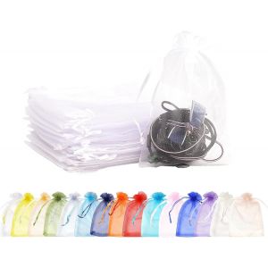 100 Pieces Blanc Ivoire Sachet Organza,9x12cm Organza Pochette Cadeau,Pochette Bijoux en Organza avec Cordon de Serrage,Idéales pour Bijoux Cadeaux Bonbons Anniversaire Marriage - Neuf