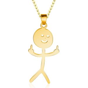 Kal-Collier Doigt Du Milieu Homme, Collier Doodle Dr&ocirc;le Avec Cha&icirc;nes &Agrave; Maillons, Collier Personnalis&eacute; Smiley Doigt Geste Pour Hommes, Femmes, Amis - Neuf
